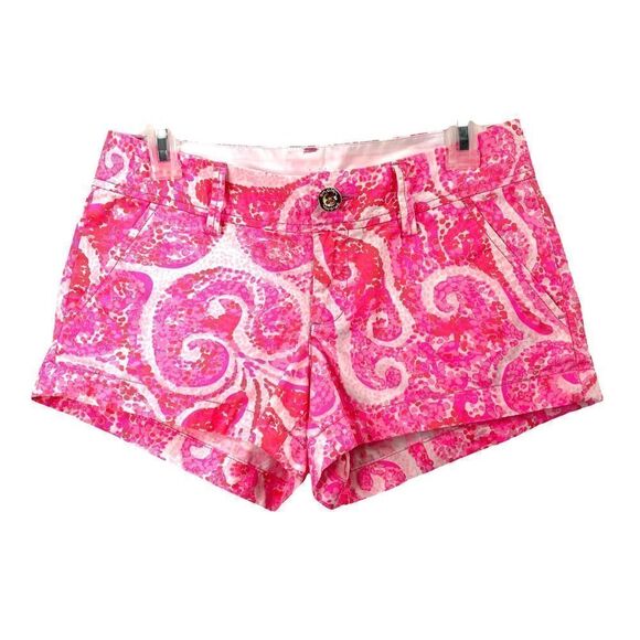 Lilly Pulitzer Walsh shorts Sz‎ 0 Pink and white spiral pattern - Picture 1 of 7
